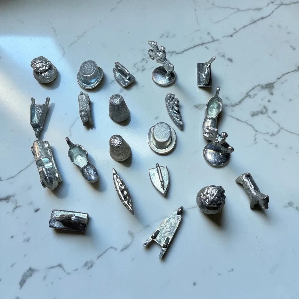 Monopoly Metal Game Tokens Kids Silver Excellent Replacement Pieces Lot 21pc